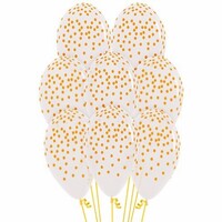 Sempertex 30cm Coloured Confetti Crystal Clear Latex Balloons, 12PK