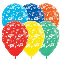 Sempertex 30cm Birthday Boy Fashion Assorted Latex Balloons, 25PK