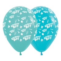 Sempertex 30cm Birthday Boy Fashion Aquamarine and Caribbean Blue Latex Balloons, 25PK