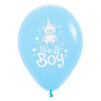 Sempertex 30cm It's A Boy Teddy Fashion Light Blue Latex Balloons, 25PK