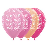 Sempertex 30cm 1st Birthday Girl Bumble Bee's Satin Pearl and Metallic Assorted Latex Balloons, 25PK