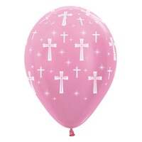 Sempertex 30cm Holy Cross Satin Pearl Pink Latex Balloons, 25PK