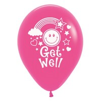 Sempertex 30cm Get Well Smiley Faces Fashion Fuchsia Latex Balloons, 25PK