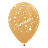 Sempertex 30cm Congratulations Stars Metallic Gold Latex Balloons, 6PK
