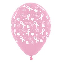 Sempertex 30cm Pink Ribbon Fashion Pink Latex Balloons, 6PK