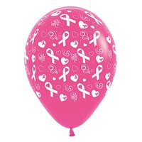 Sempertex 30cm Pink Ribbon Fashion Fuchsia Latex Balloons, 6PK