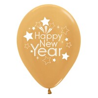 Sempertex 30cm Happy New Year Metallic Gold Latex Balloons, 6PK