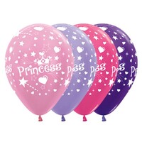 Sempertex 30cm Princess Theme Satin Pearl and Metallic Assorted Latex Balloons, 25PK