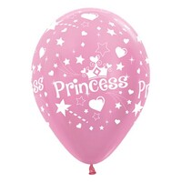 Sempertex 30cm Princess Theme Satin Pearl Pink Latex Balloons, 6PK