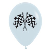Sempertex 30cm Racing Flags Fashion White and Black Ink  Latex Balloons, 6PK