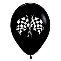 Sempertex 30cm Racing Flags Fashion  Black and White  Ink Latex Balloons, 6PK