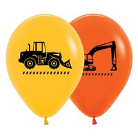 Sempertex 30cm Construction Trucks Fashion Yellow and Orange Latex Balloons, 25PK