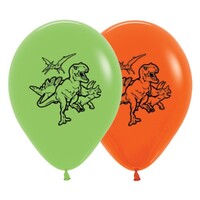 Sempertex 30cm Dinosaurs Fashion Lime Green and Orange Latex Balloons, 25PK