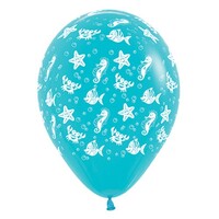 Sempertex 30cm Sea Creatures Fashion Caribbean Blue Latex Balloons, 6PK