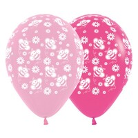 Sempertex 30cm Bumble Bee's and Flowers Fashion Pink and Fuchsia Latex Balloons, 25PK