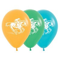 Sempertex 30cm Horse Racing Fashion Mango, Jade Green and Caribbean Blue Latex Balloons, 25PK
