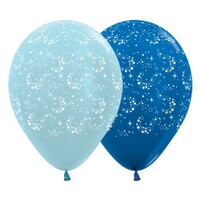 Sempertex 30cm Sparkling Stars Satin Pearl Blue and Metallic Blue Latex Balloons, 25PK