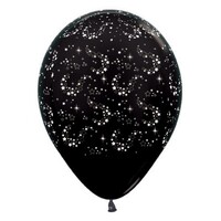 Sempertex 30cm Sparkling Stars Metallic Black Latex Balloons, 6PK