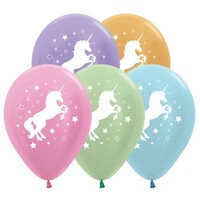 Sempertex 30cm Unicorn Sparkles and Stars Satin Pearl and Metallic Assorted Latex Balloons, 25PK