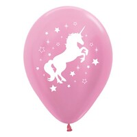 Sempertex 30cm Unicorn Sparkles and Stars Satin Pearl Pink Latex Balloons, 25PK