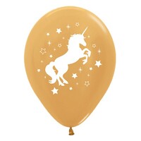 Sempertex 30cm Unicorn Sparkles and Stars Metallic Gold Latex Balloons, 25PK