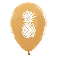 Sempertex 30cm Tropical Pineapple Metallic Gold Latex Balloons, 25PK