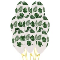 Sempertex 30cm Leaves Forest Green on Fashion White Latex Balloons, 12PK