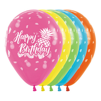 Sempertex 30cm Happy Birthday Tropical Fashion Assorted Latex Balloons 12PK