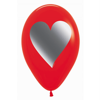 Sempertex 30cm METALink Hearts Fashion Red Latex Balloons 12PK