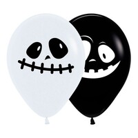 Sempertex 30cm Ghosts Black and White Fashion Latex Balloons, 12PK