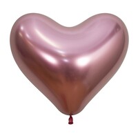 Sempertex 35cm Hearts Metallic Reflex Pink Latex Balloons 909, 12PK