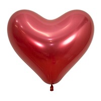 Sempertex 35cm Hearts Metallic Reflex Crystal Red Latex Balloons 915, 12PK