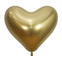 Sempertex 35cm Hearts Metallic Reflex Gold Latex Balloons 970, 12PK