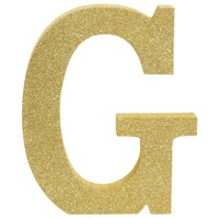 Letter G Gold Glittered Decoration MDF 
