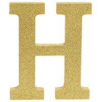 Letter H Gold Glittered Decoration MDF