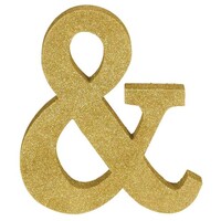 Letter Symbol and Ampersand Gold Glittered Decoration MDF 