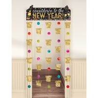 Countdown to the New Year Door Curtain Colourful Confetti and Gold Hot Stamped