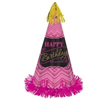 Fabulous Large Cone Hat with Foil Fringe
