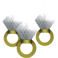 Diamond Rings Honeycomb Gold Glittered Hanging Decorations 