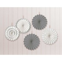 Mini Paper Fans Silver Hot-Stamped Hanging Decorations 