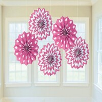 Fan Decorations Printed Paper Bright Pink