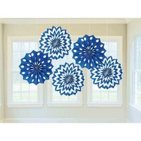 Fan Decorations Printed Paper Bright Royal Blue