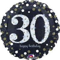45cm Standard Holographic Sparkling Birthday 30 S55
