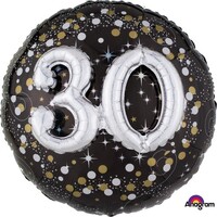 Multi-Balloon Holographic Sparkling Birthday 30 P75