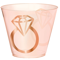 Blush Wedding Plastic Tumblers Diamond Hot Stamped