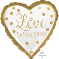 45cm Standard HX Sparkling Gold Wedding Love Always and Forever S40