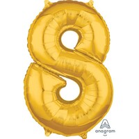Mid-Size Shape Gold Numeral 8. L26