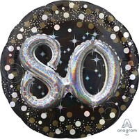 Multi-Balloon Holographic Sparkling Birthday 80 P75