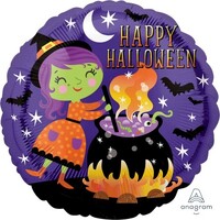 Standard HX Happy Halloween Witch and Cauldron S40
