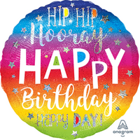 45cm Standard Holographic Hip Hip Hooray Happy Birthday S55